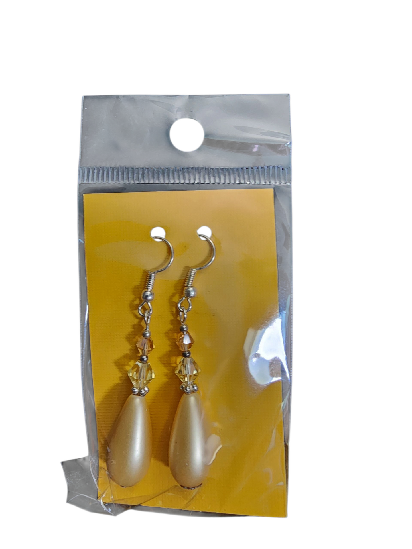 Handmade Large Teardrop Pearl & Crystal Earrings - Assorted Colors