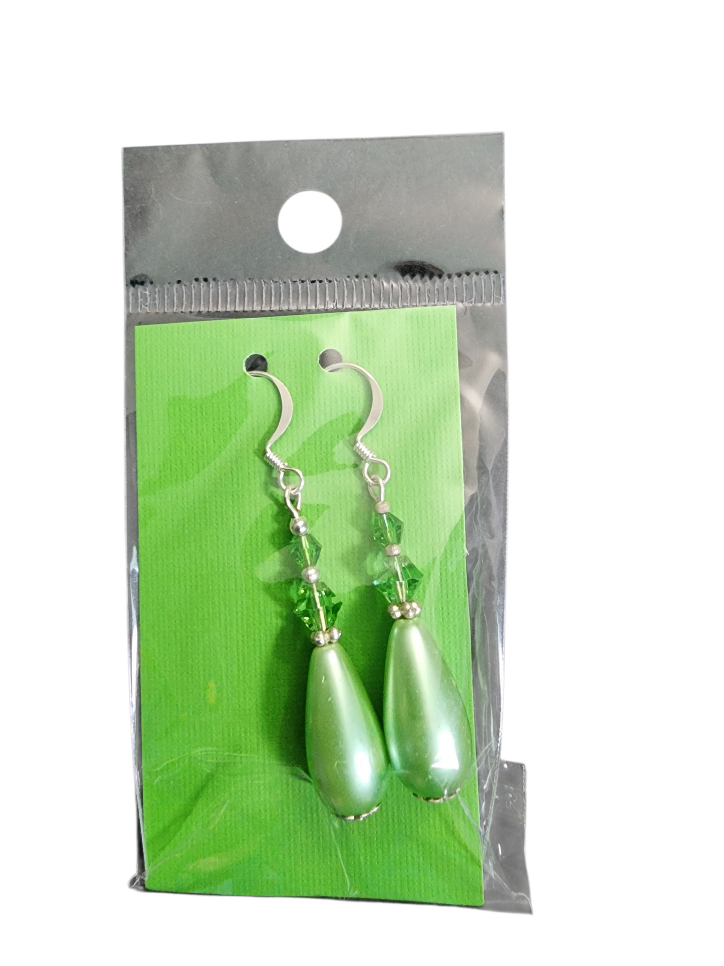 Handmade Large Teardrop Pearl & Crystal Earrings - Assorted Colors