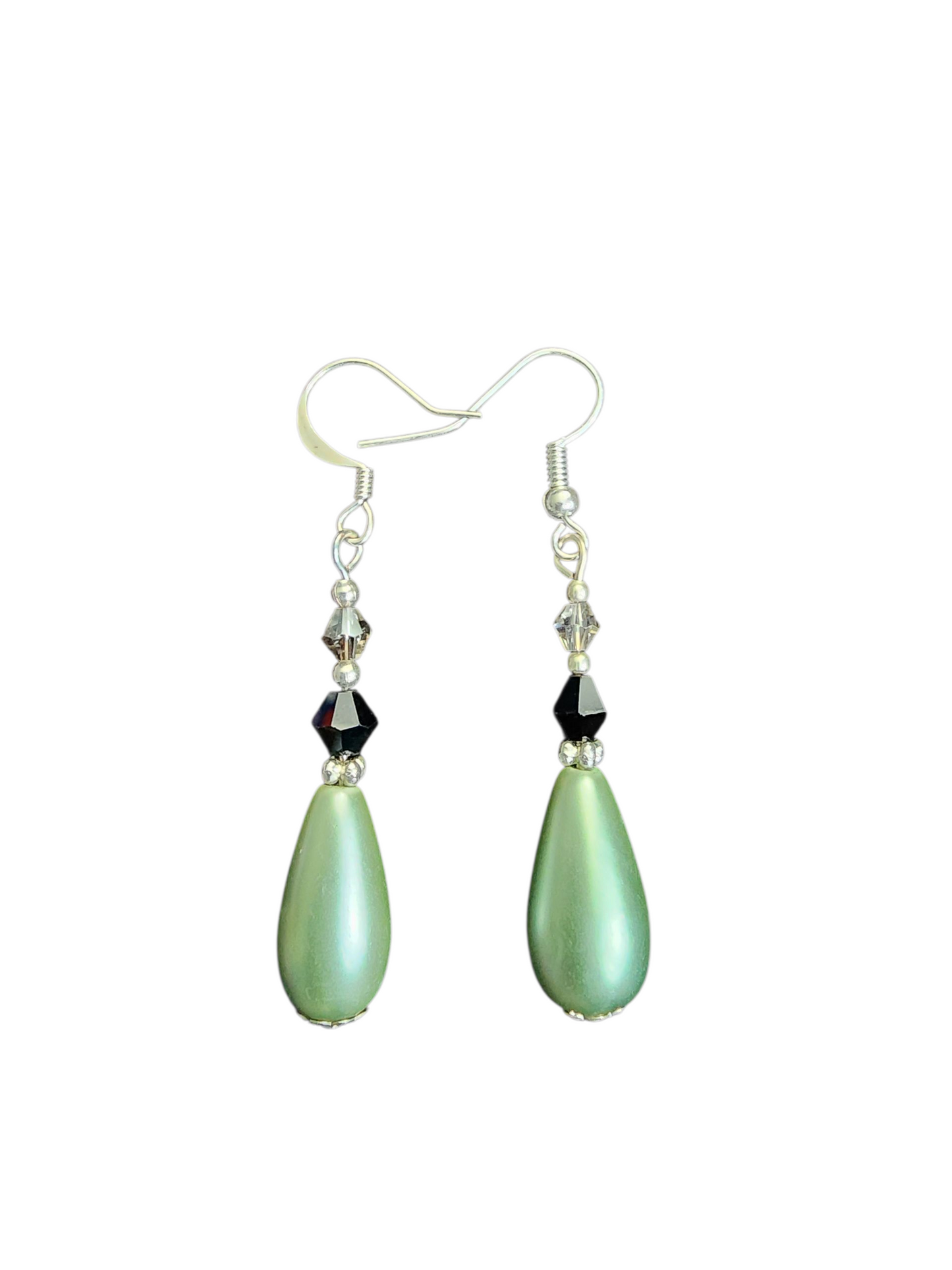 Handmade Large Teardrop Pearl & Crystal Earrings - Assorted Colors