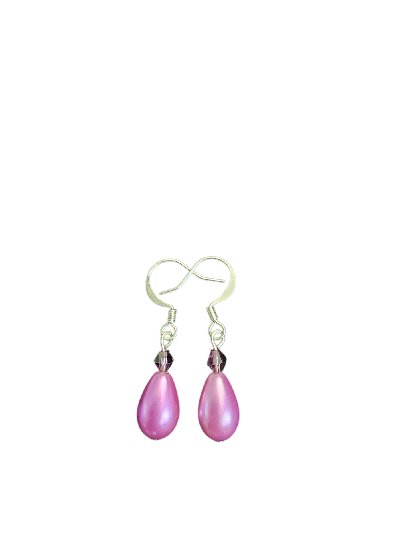 Handmade Small Teardrop Pearl & Crystal Earrings - Assorted Colors