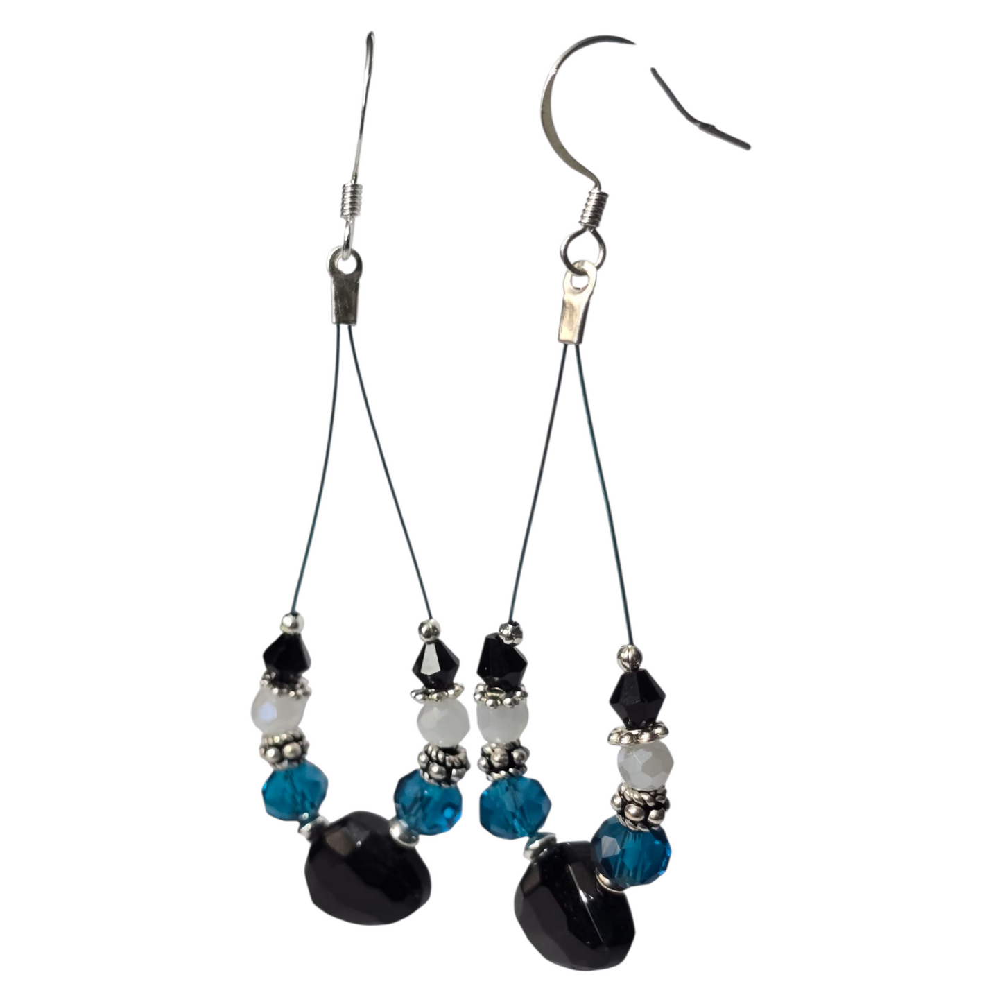 Elegant Wire Teardrop Earrings – Handmade with Crystals