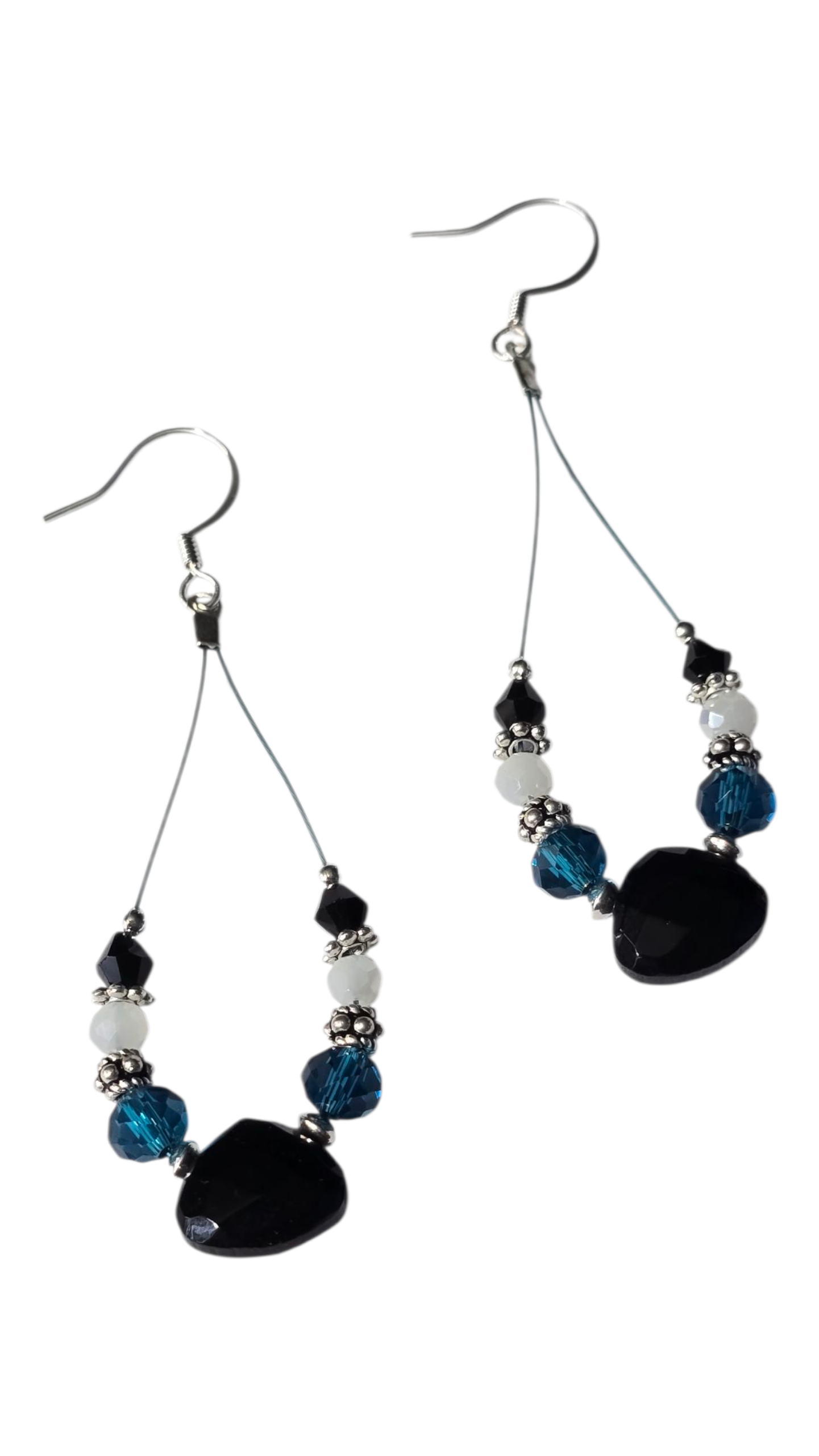 Elegant Wire Teardrop Earrings – Handmade with Crystals