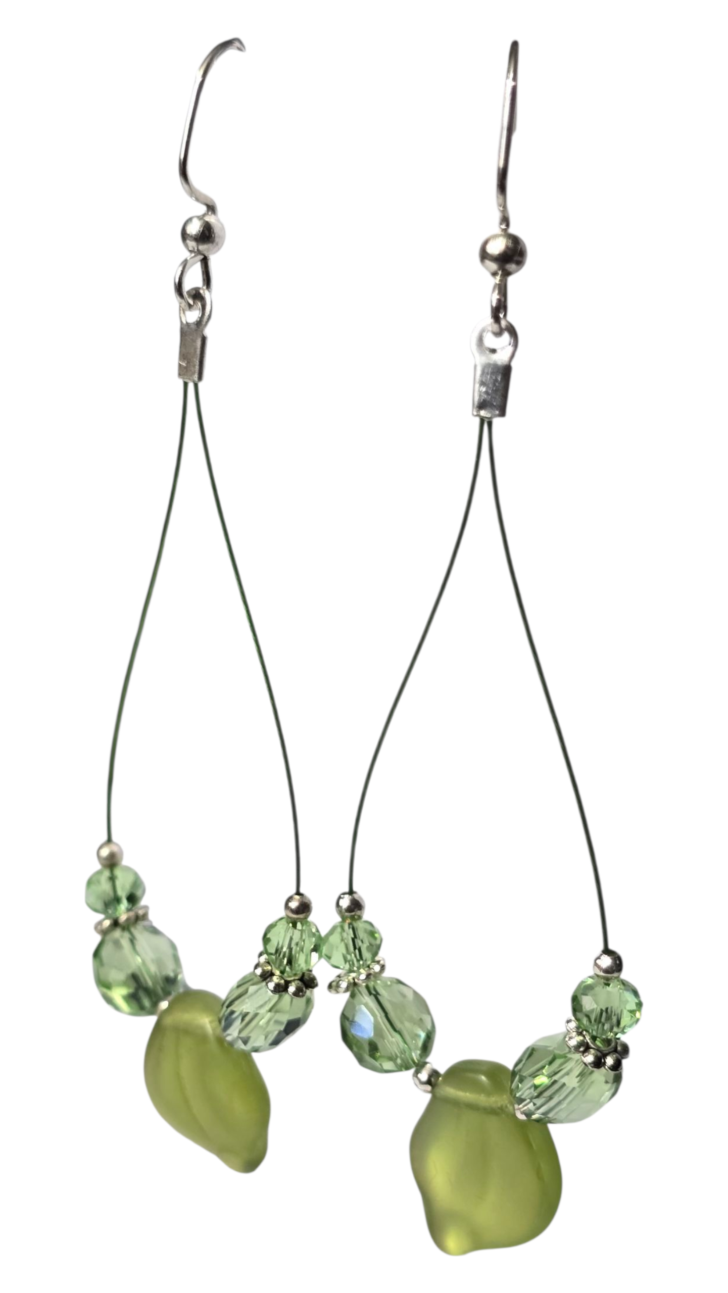 Elegant Wire Teardrop Earrings – Handmade with Crystals