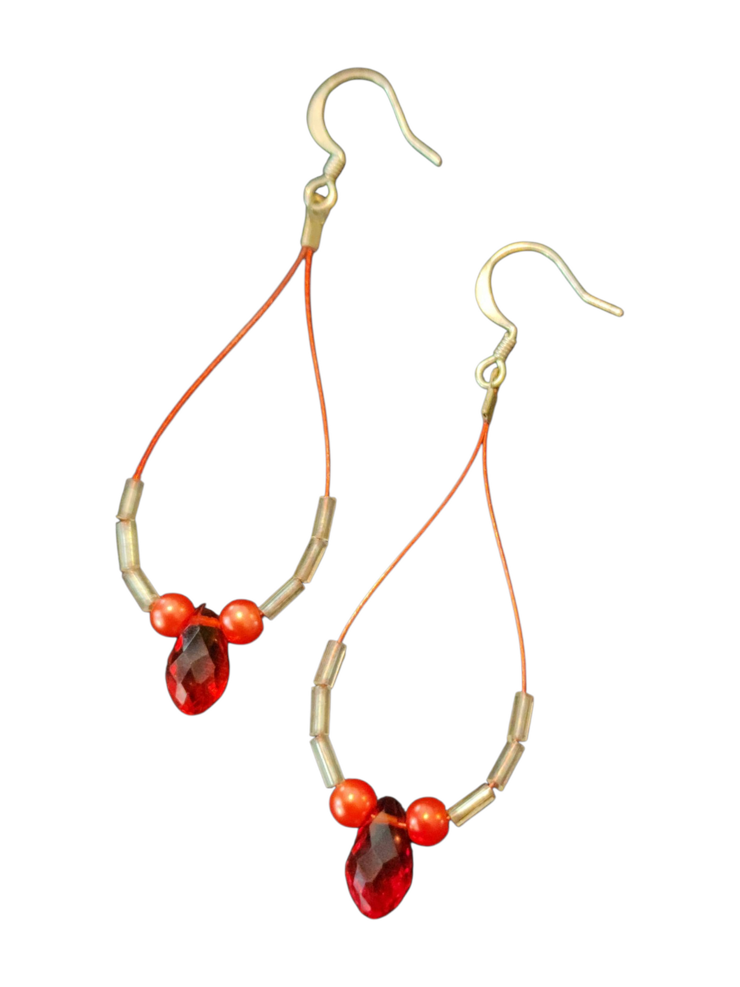Elegant Wire Teardrop Earrings – Handmade with Crystals