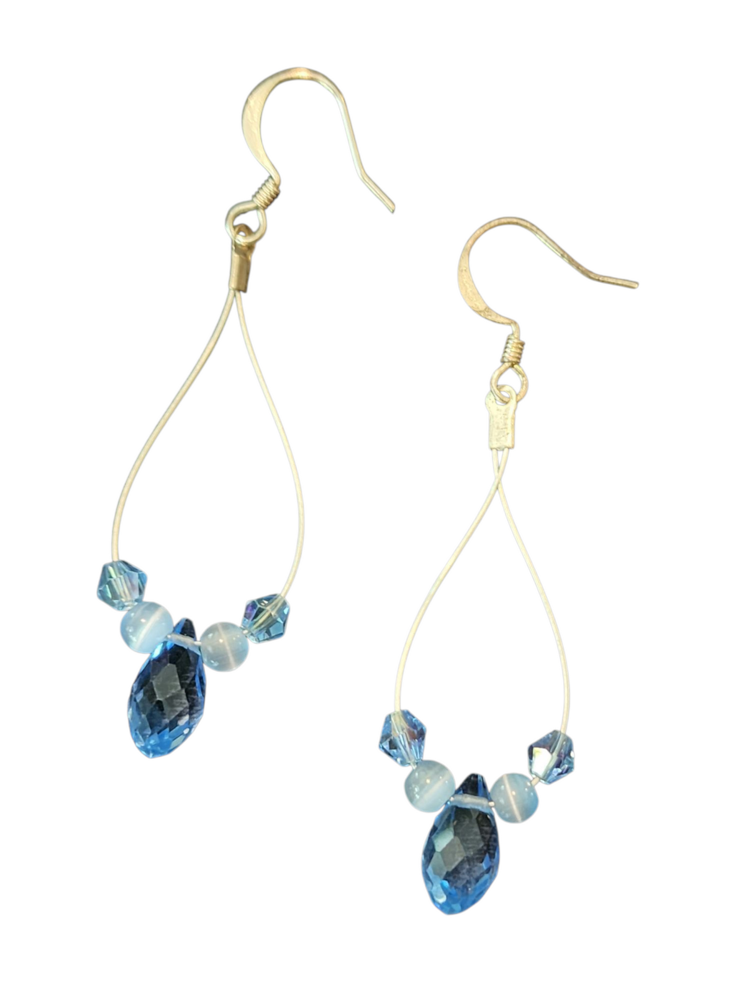 Elegant Wire Teardrop Earrings – Handmade with Crystals