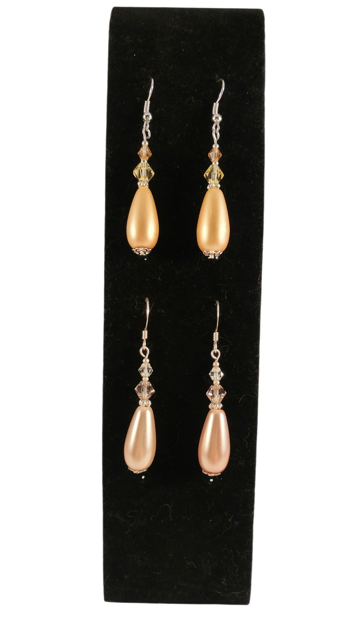Handmade Large Teardrop Pearl & Crystal Earrings - Assorted Colors
