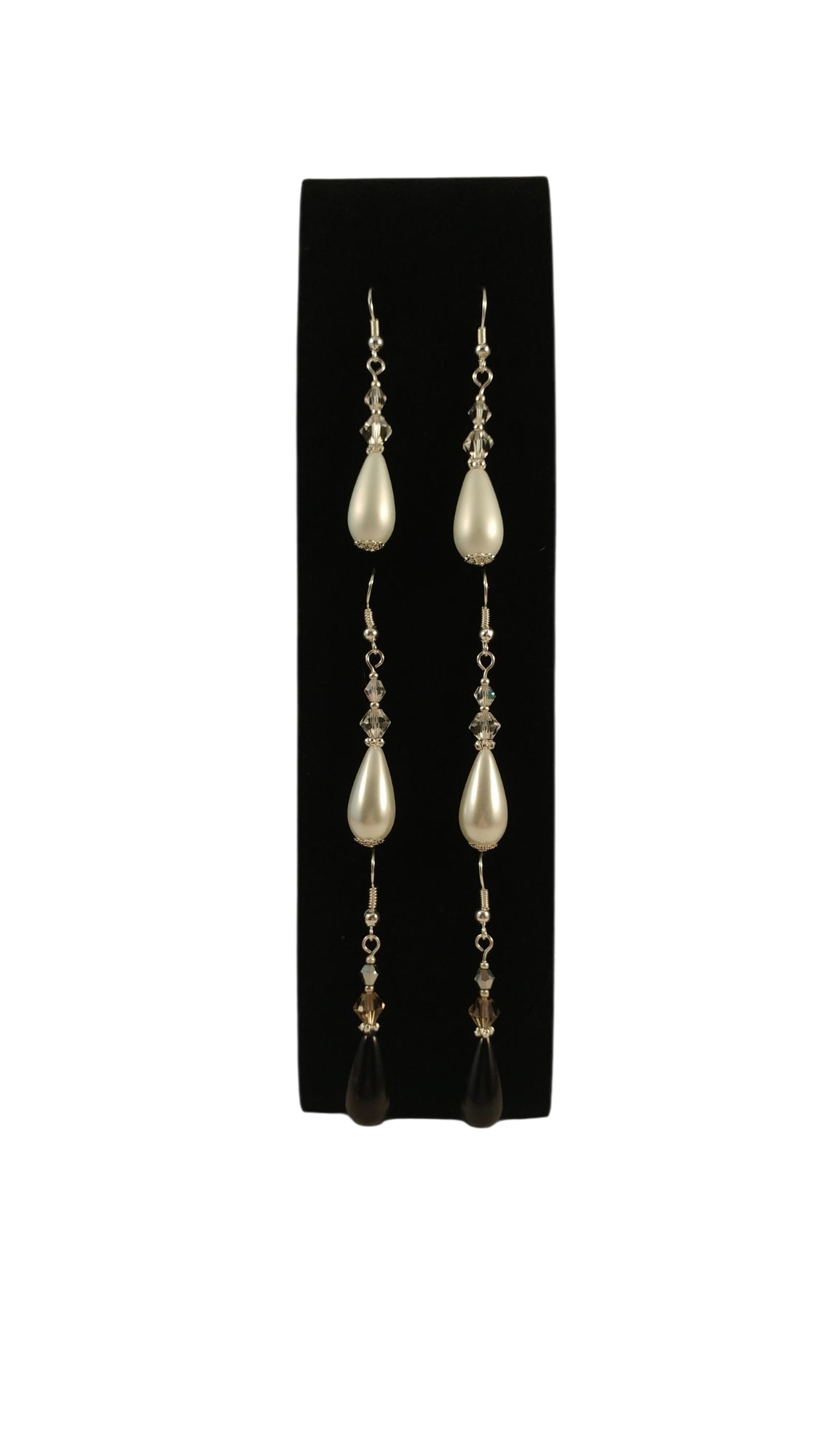 Handmade Large Teardrop Pearl & Crystal Earrings - Assorted Colors
