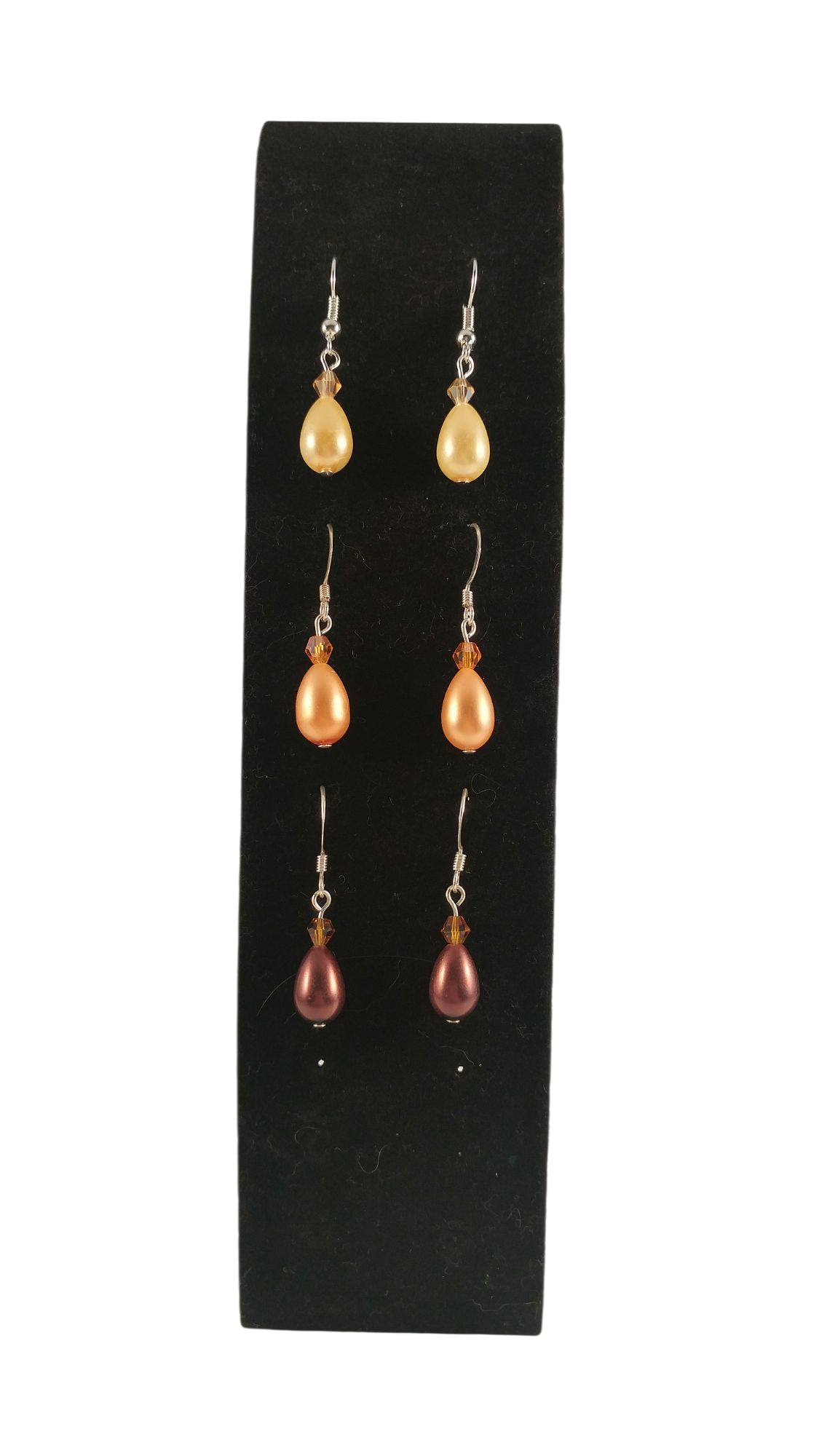 Handmade Small Teardrop Pearl & Crystal Earrings - Assorted Colors