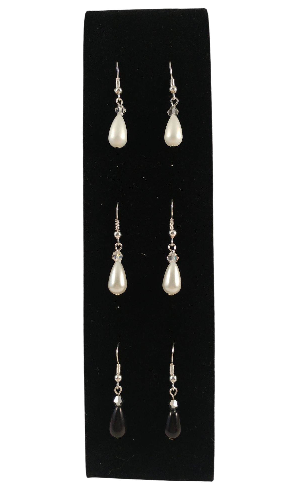 Handmade Small Teardrop Pearl & Crystal Earrings - Assorted Colors