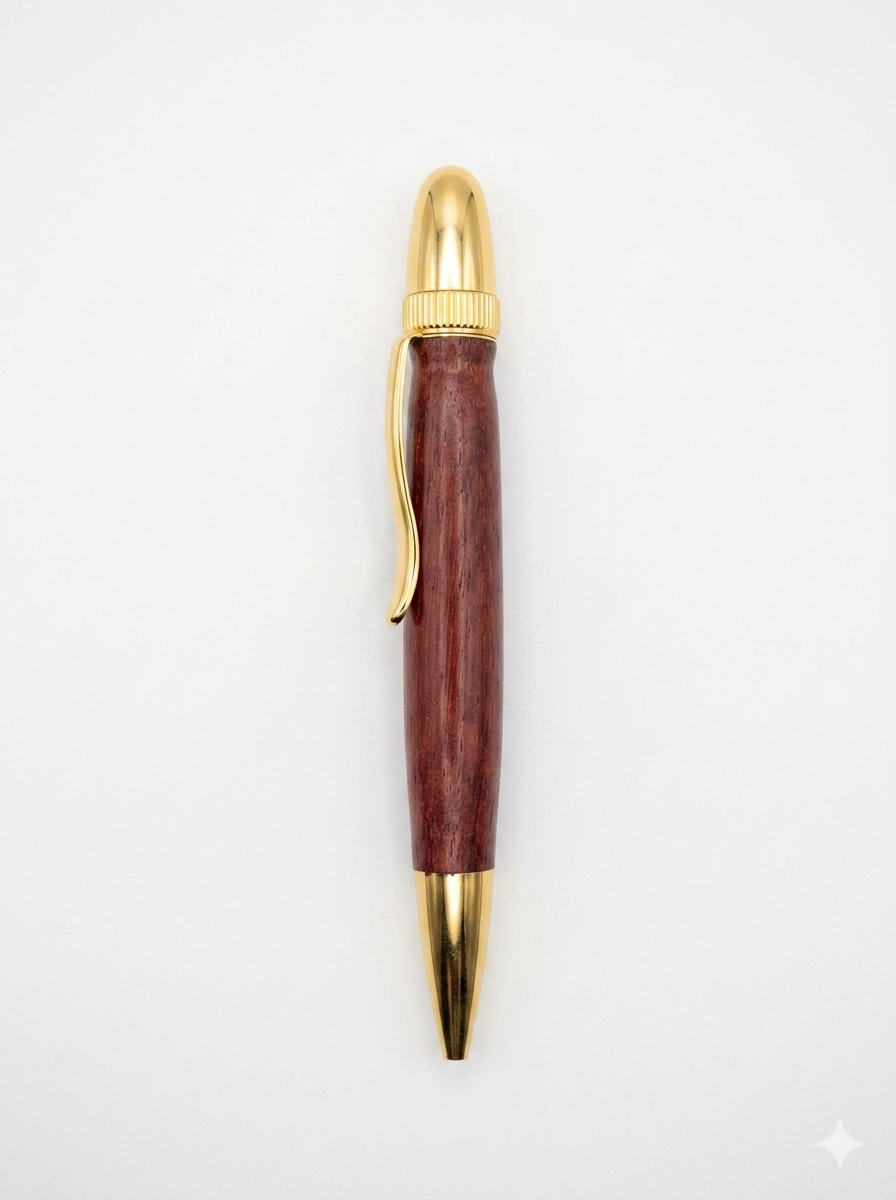 Hand Turned Wooden Pen - Purple Heart, Gold