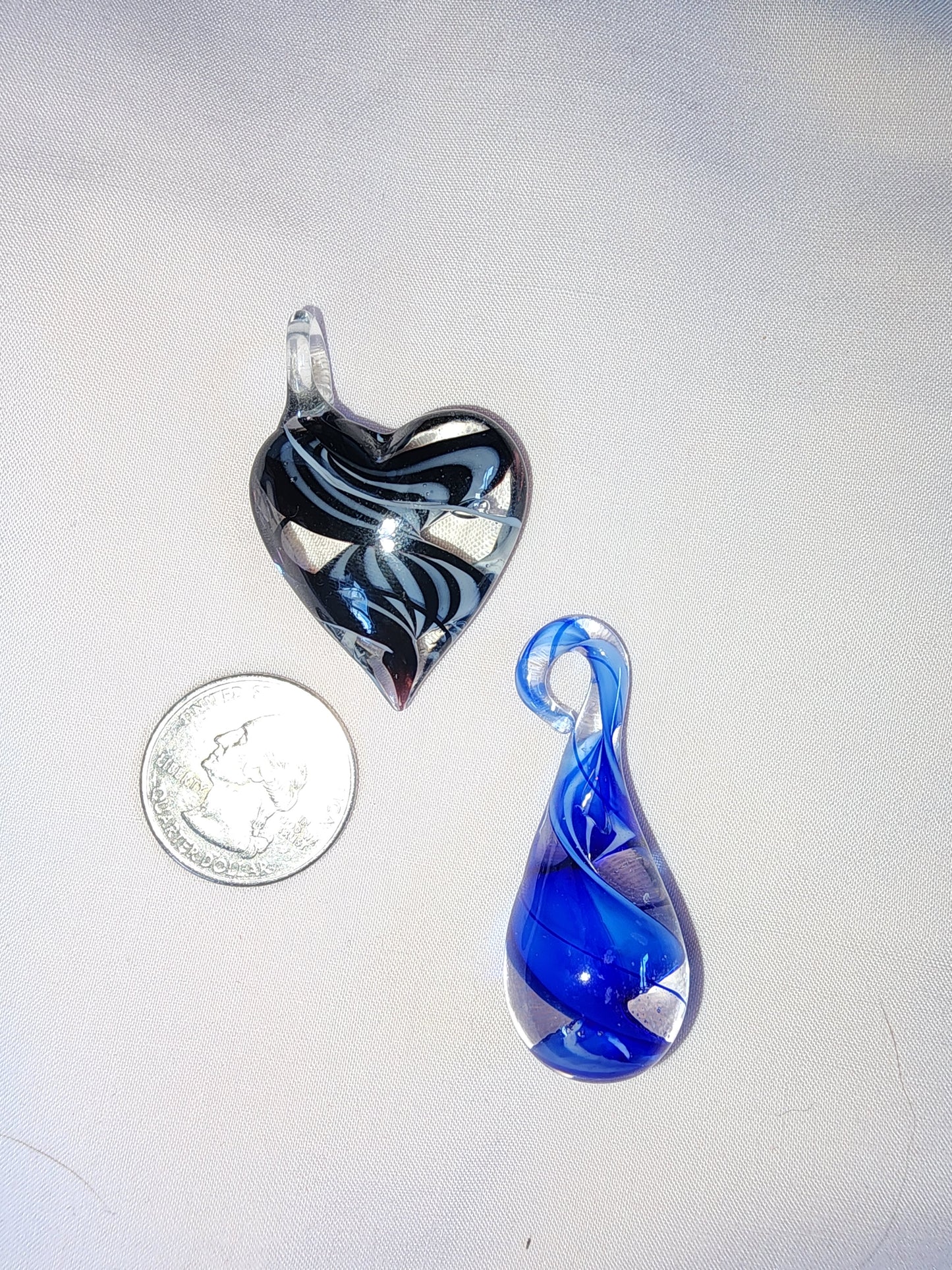 Jewelry Destash, Glass Pendant - Heart & Teardrop
