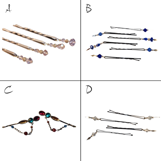 Crystal Hairpins for Prom or Wedding, Assorted Colors