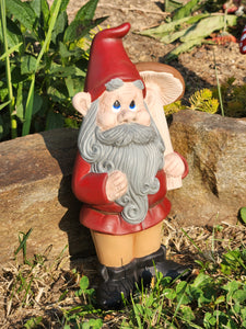 Ceramic Decoration - Gnome, with Boletus Mushroom