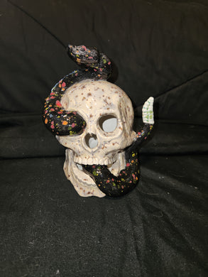 Ceramic Fall / Halloween Decoration - Skull with Snake