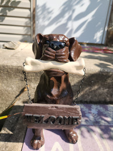 Home / Garden Decor - Chocolate Lab with Welcome Sign