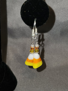 Halloween Earrings - Halloween Candy Corn w/Crystals