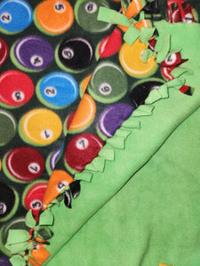 Throw Blanket - Cue Balls on Green Fleece::Bright Green Fleece