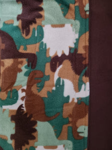 Throw Blanket - Dinosaurs, Camo Fleece::Brown Jersey Knit