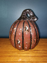 Ceramic Decoration - Pumpkin, Small Round w/Stars; Lighted