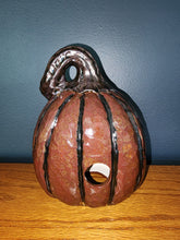 Ceramic Decoration - Pumpkin, Small Round w/Stars; Lighted