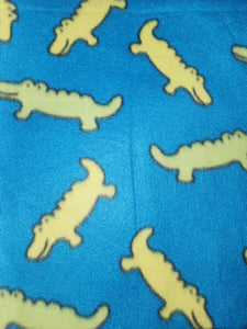 Throw Blanket - Alligators, Tiny on Bright Blue Fleece::Matching