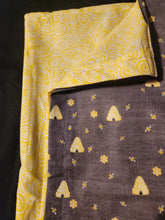 Pillowcase - Bees & Beehives on Grey Cotton::Yellow Swirl Cotton