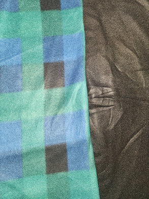 Throw Blanket - Buffalo Plaid; Navy, Green, Black Fleece::Black Fleece