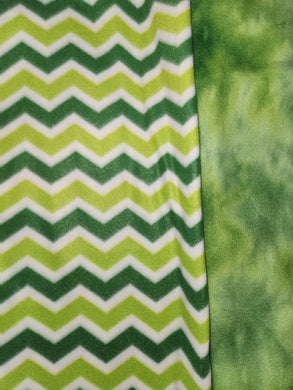 Throw Blanket - Chevron, Green & White Fleece::Tie Dye, Green Fleece
