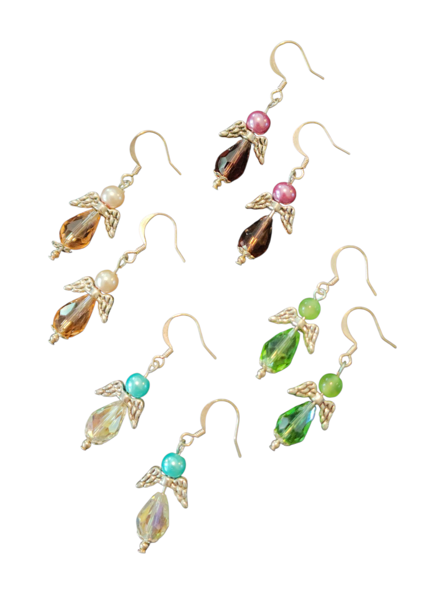 Handcrafted Angel Earrings – Crystal Beads, Assorted Designs