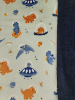 Throw Blanket - Dinosaurs, Space Suits on Aqua Fleece::Navy Luxe Fleece