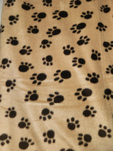 Throw Blanket - Dogs, Brown Faces on Black Fleece::Paw prints, Black on Tan Fleece