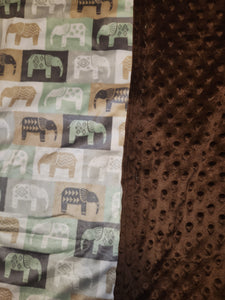 Baby Blanket - Elephant Browns & Sage Minky::Brown Bumpy