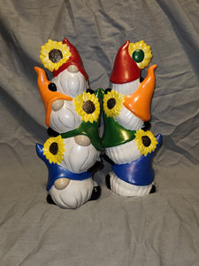 Ceramic Decoration - Gnome Tower w/ Sunflowers