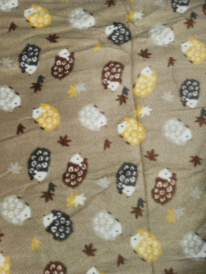 Throw Blanket - Hedgehogs, Browns on Tan Fleece::Matching