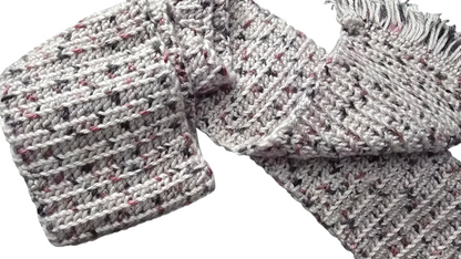 Crocheted Scarf: Light Purple with Purple Flecks