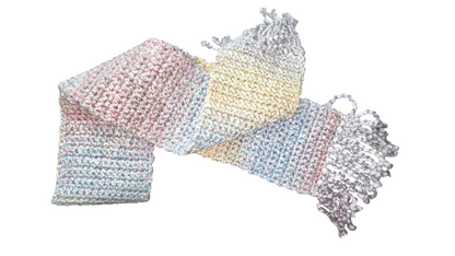 Crocheted Scarf: 	Pastel Rainbow Blend - Lion's Brand Homespun: Tudor