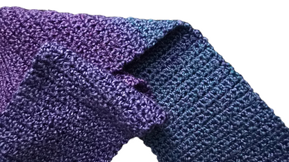 Crocheted Scarf: Purple & Blue Blend - Lion's Brand Homespun: Petunia Stripes