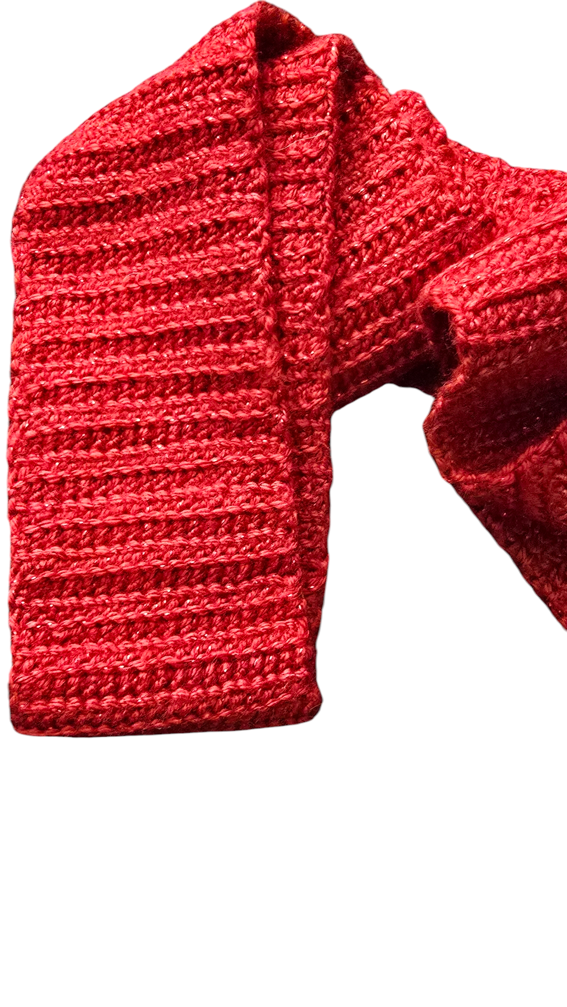 Crocheted Scarf: Red Sparkle - Caron Simply Soft, Party: Red Sparkle