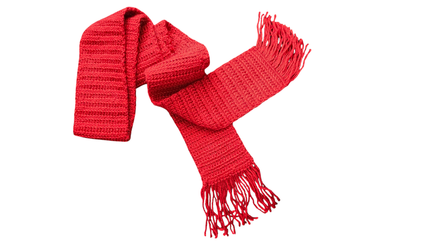 Crocheted Scarf: Red Sparkle - Caron Simply Soft, Party: Red Sparkle