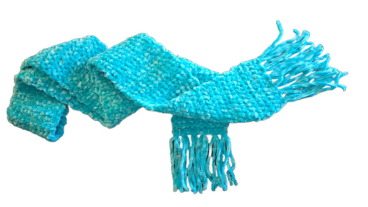 Crocheted Scarf: Neon Caribbean Blue - Juicy Couture, Luxe Velour: Blue Crush