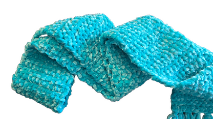 Crocheted Scarf: Neon Caribbean Blue - Juicy Couture, Luxe Velour: Blue Crush