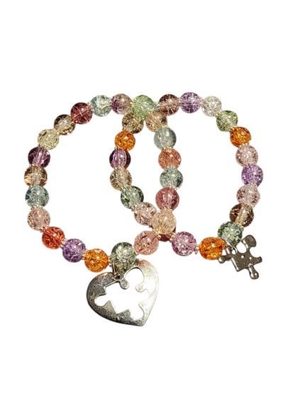 Handmade Me & You Stretch Bracelet Matching Pair - Friendship & Love