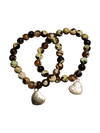 Handmade Me & You Stretch Bracelet Matching Pair - Sisters