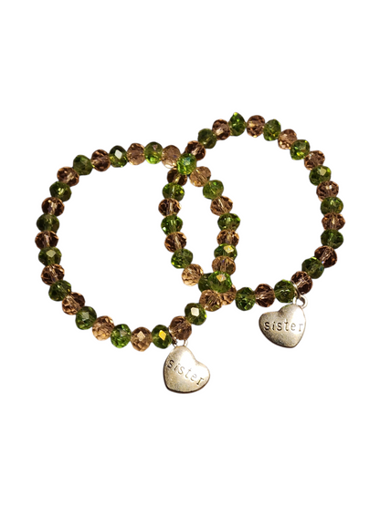 Handmade Me & You Stretch Bracelet Matching Pair - Sisters