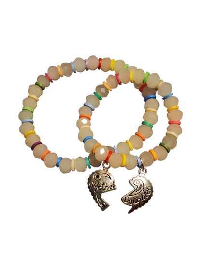 Handmade Me & You Stretch Bracelet Matching Pair - Mommy & Me