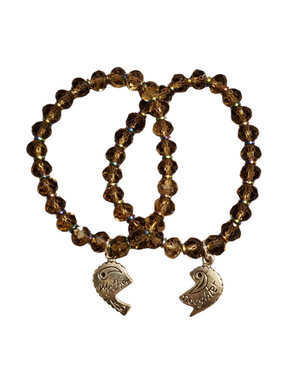 Handmade Me & You Stretch Bracelet Matching Pair - Mother & Daughter