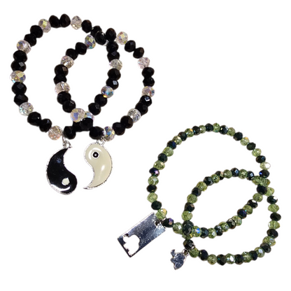 Handmade Me & You Stretch Bracelet Matching Pair - Assorted