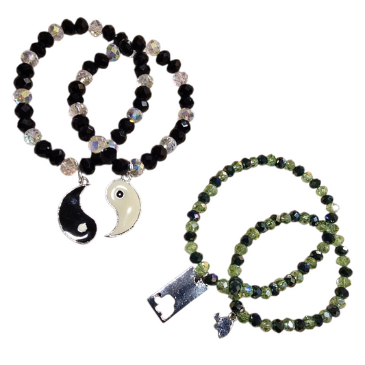 Handmade Me & You Stretch Bracelet Matching Pair - Assorted