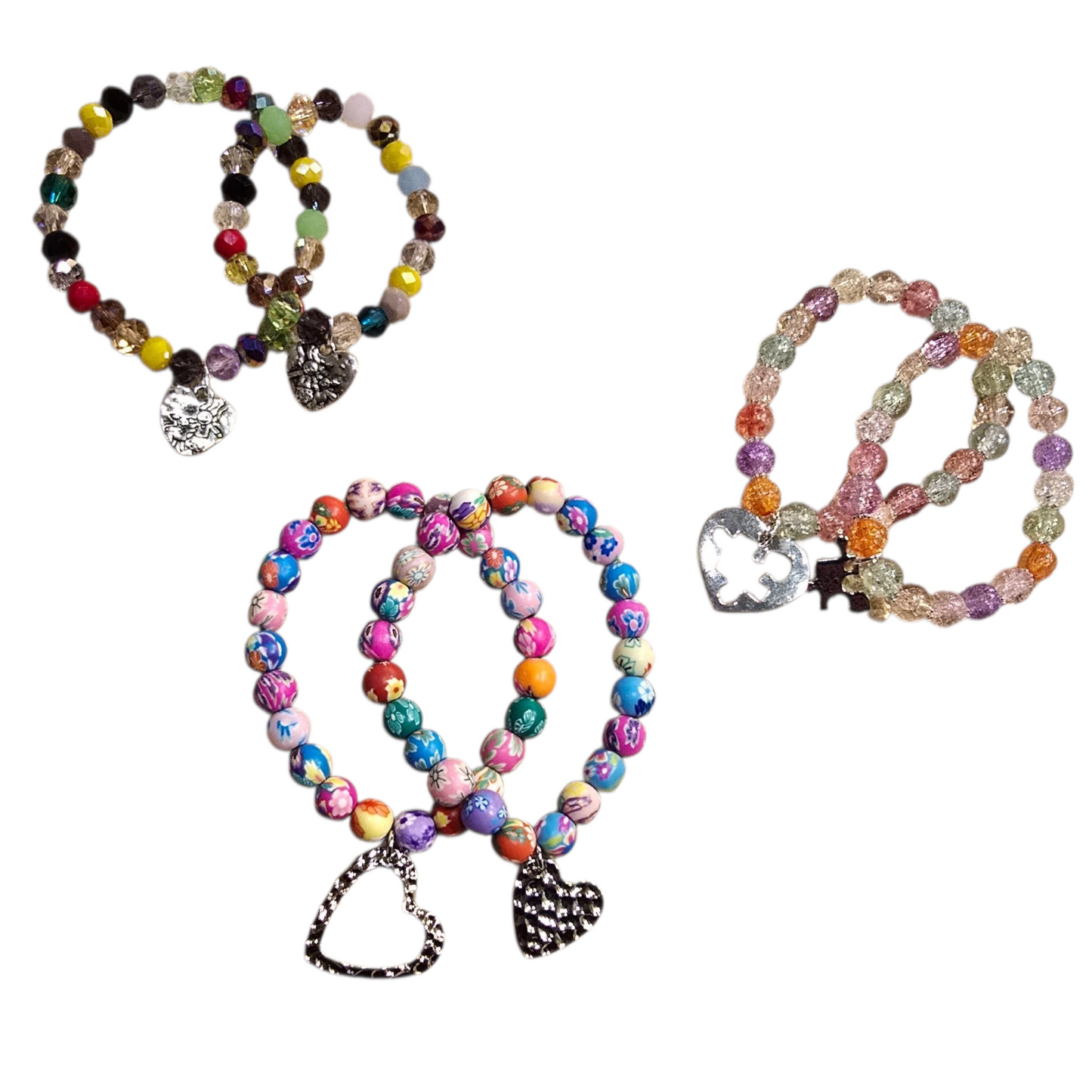 Handmade Me & You Stretch Bracelet Matching Pair - Friendship & Love