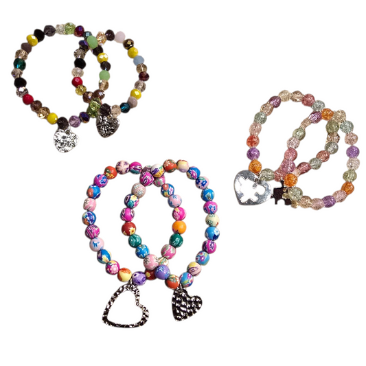 Handmade Me & You Stretch Bracelet Matching Pair - Friendship & Love